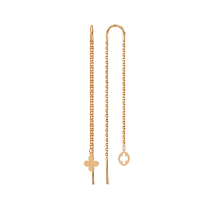 Серьги продевки из красного золота