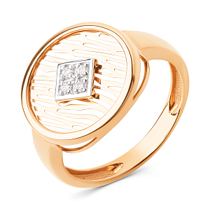 Кольцо из красного золота с фианитами