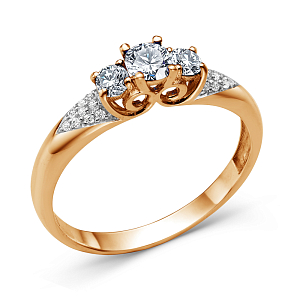 Кольцо из красного золота с фианитами