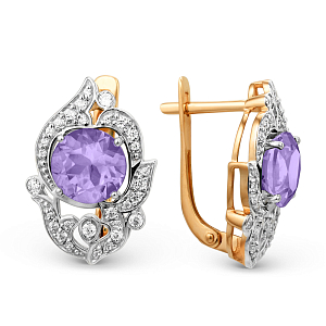 Серьги из красного золота с аметистами