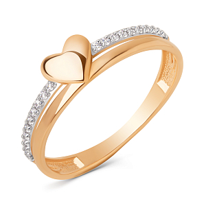 Кольцо из красного золота с фианитами