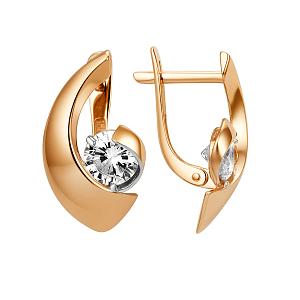 Серьги из красного золота с фианитами