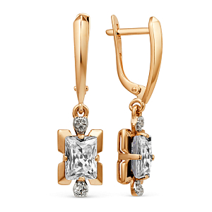 Серьги из красного золота с фианитами