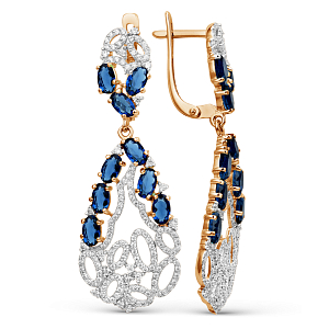 Серьги из красного золота с корундами