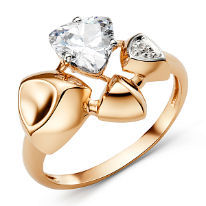 Кольцо из красного золота с фианитами