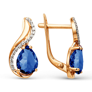 Серьги из красного золота с корундами