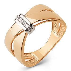 Кольцо из красного золота с фианитами