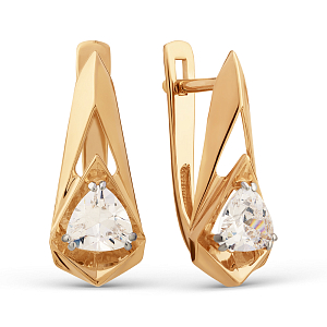 Серьги из красного золота с фианитами