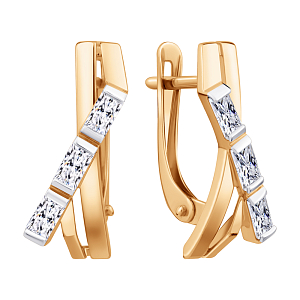 Серьги из красного золота с фианитами