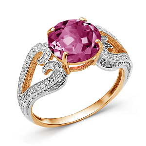 Кольцо из красного золота с корундом