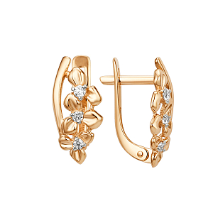 Серьги из красного золота с фианитами