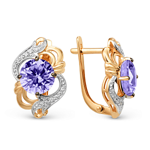 Серьги из красного золота с аметистами