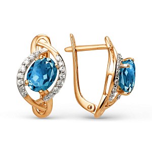 Серьги из красного золота с лондон топазами