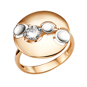 Кольцо из красного золота с фианитом