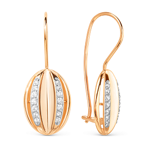 Серьги из красного золота с фианитами