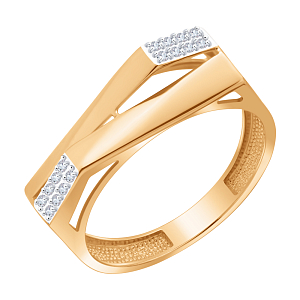 Кольцо из красного золота с фианитами