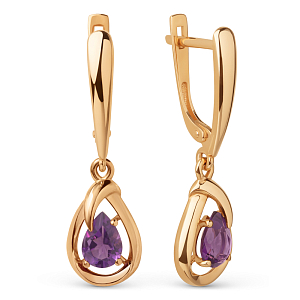Серьги из красного золота с аметистами