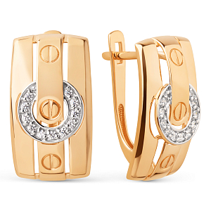 Серьги из красного золота с фианитами