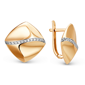 Серьги из красного золота с фианитами