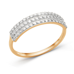 Кольцо из красного золота с фианитами