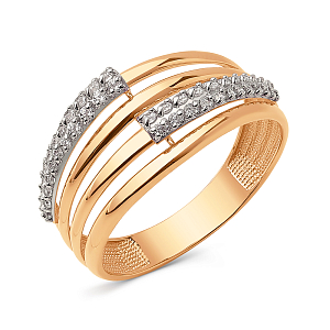 Кольцо из красного золота с фианитами