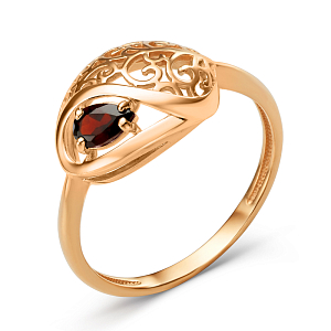Кольцо из красного золота с гранатом