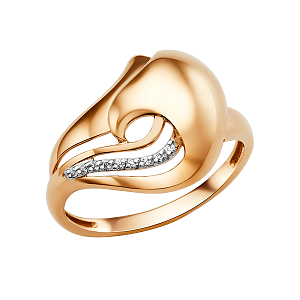 Кольцо из красного золота с фианитами