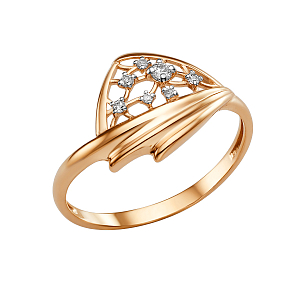 Кольцо из красного золота с фианитами