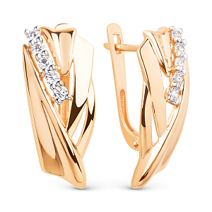 Серьги из красного золота с фианитами