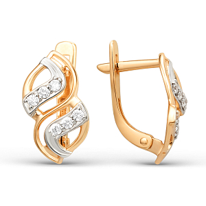 Серьги из красного золота с фианитами