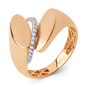 Кольцо из красного золота с фианитами