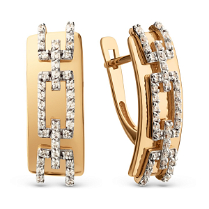 Серьги из красного золота с фианитами