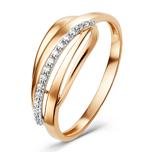 Кольцо из красного золота с фианитами