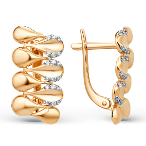 Серьги из красного золота с фианитами