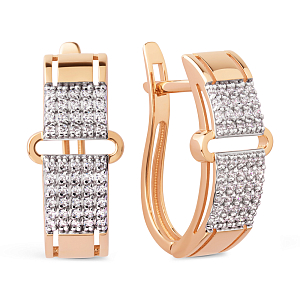 Серьги из красного золота с фианитами