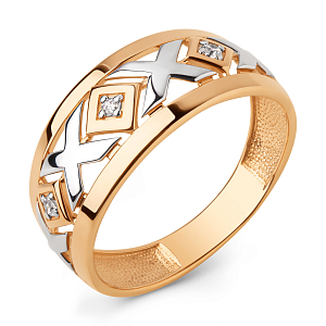 Кольцо из красного золота с фианитами