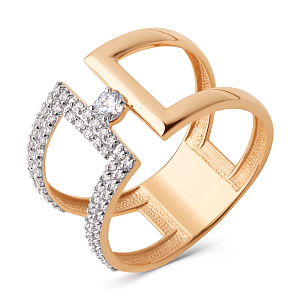 Кольцо из красного золота с фианитами