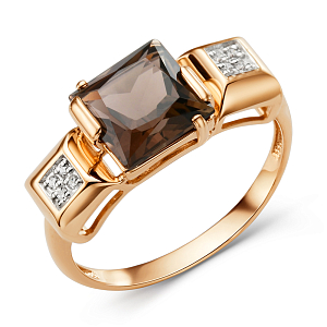 Кольцо из красного золота с раухтопазом