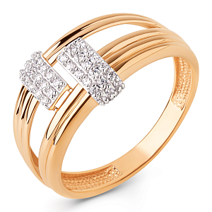 Кольцо из красного золота с фианитами