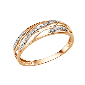 Кольцо из красного золота с фианитами