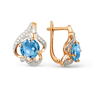 Серьги из красного золота с swiss топазами