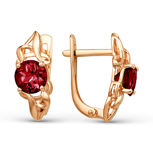 Серьги из красного золота с гранатами