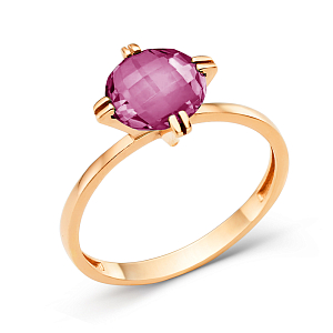 Кольцо из красного золота с корундом