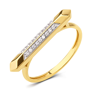 Кольцо из желтого золота с фианитами