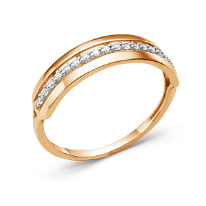 Кольцо из красного золота с фианитами