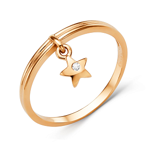 Кольцо из красного золота с фианитом