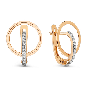 Серьги из красного золота с фианитами