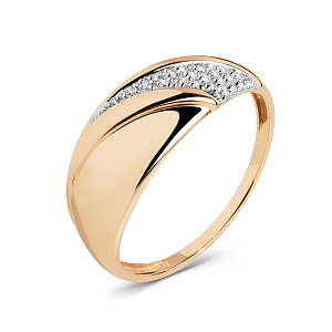 Кольцо из красного золота с фианитами