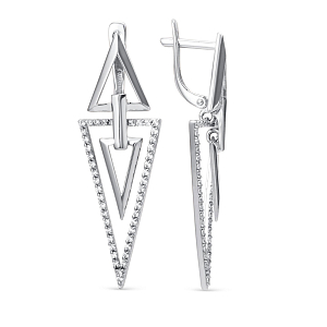 Серьги из белого золота с фианитами