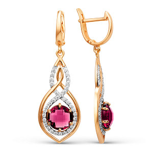 Серьги из красного золота с корундами